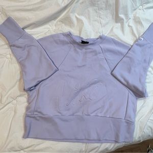 Nike Sweater Womens XS Purple Velvet Crewneck Pullover Logo Print Cropped